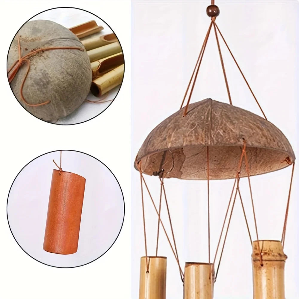 63.5cm Garden Bamboo Wind Chimes Living Room Decor Fall Decor, Christmas Halloween Festive Decorations Outdoor Wooden Wind Chime