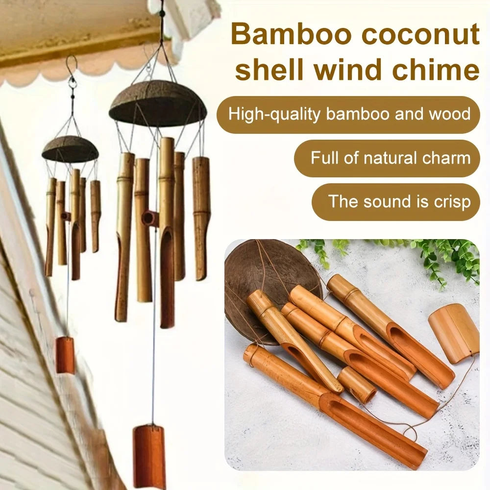63.5cm Garden Bamboo Wind Chimes Living Room Decor Fall Decor, Christmas Halloween Festive Decorations Outdoor Wooden Wind Chime